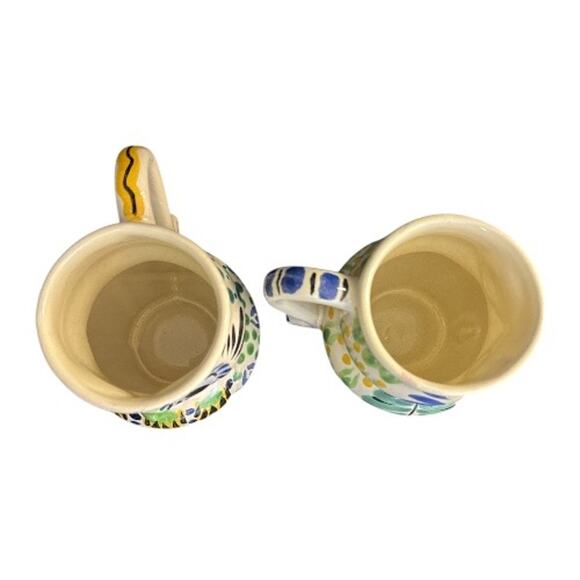 Anthropologie Gorky Gonzalez Mexican Pottery Hand Painted Owl Mug Set of 2 - Picture 5 of 10